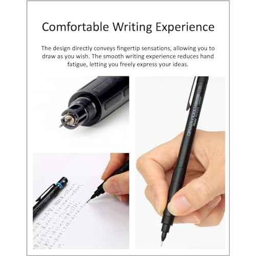 Graph 1000 for Pro Mechanical Drafting Pencil Set (0.3mm / 0.4mm / 0.5mm / 0.7mm / 0.9mm), qullity original Black slim pen case