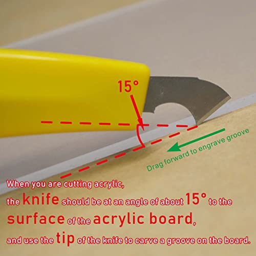 Professional Acrylic Sheet Cutter Scoring Knife with 11 Blades & Curved Handle