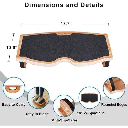 StrongTek Ergonomic Wood Foot Rest for Enhanced Circulation & Comfort, 350lbs Capacity, Rocker Balance Board for Standing Desks, Non-Slip, No Assembly, 18" Wide - Ideal for Office/Home
