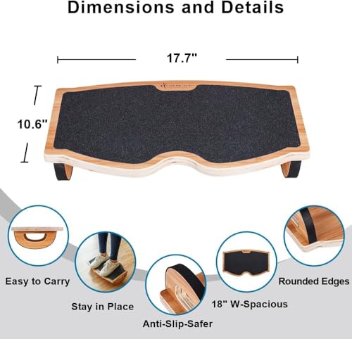 StrongTek Under Desk Footrest, Wooden Rocking Foot Rest (18W x 11L), 350lbs Capacity, Non-Slip