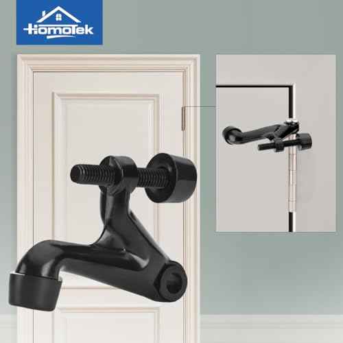 HOMOTEK 20 Pack Hinge Pin Door Stoppers, Hing Door Stops, Adjustable Deluxe Heavy Doorstops for Top of Door, Hinge Stoppers with Black Rubber Bumper Tips, Black