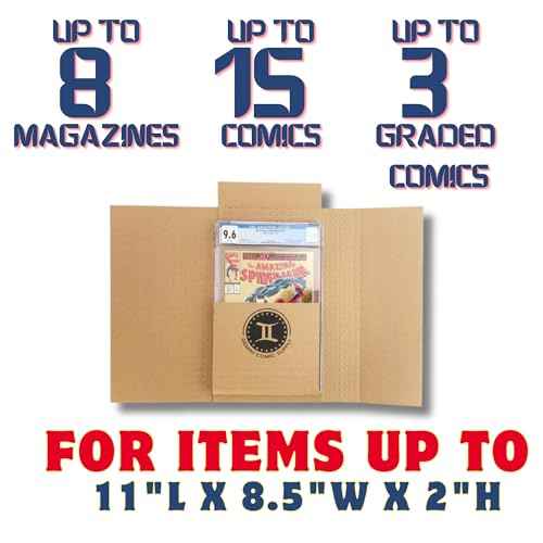 Gemini Wrap Mailer Comic Shipping Boxes - 10ct | Holds 15 Comics, 3 Graded Slabs, 10 Toploader Comics, 8 Magazines | Premium Customizable Gemini Mailers for Comic Books, Manga, Literature Mailers etc