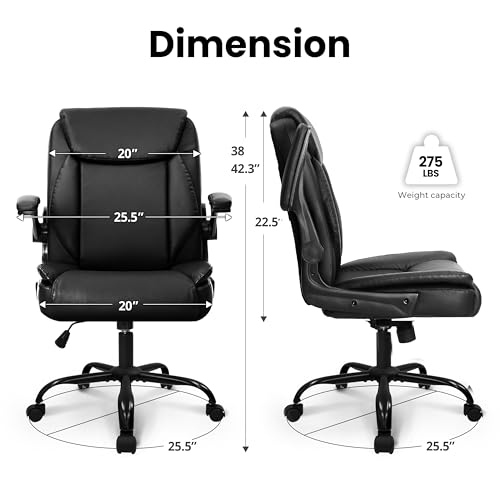 Neo Chair All Black PU Leather Office Desk Chair with Adjustable Arms & 360° Swivel
