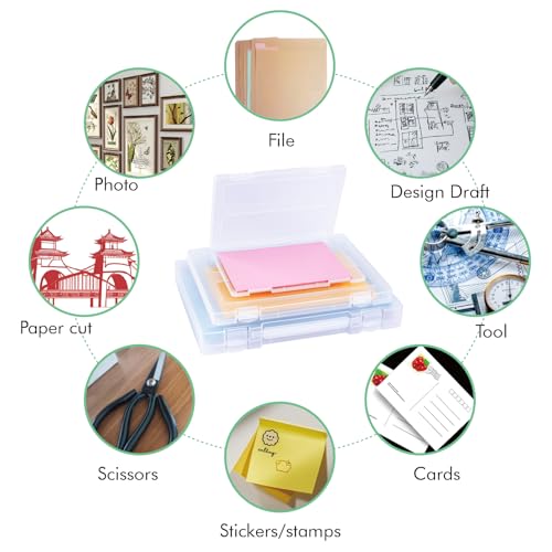 8 Pack Paper Storage Boxes, 8.5 x 11 Plastic Portable Project Case for US letter Size and A4 paper, Plastic Multi-Purpose Thick Scrapbook Storage Box for Office,Craft or Art Supplies