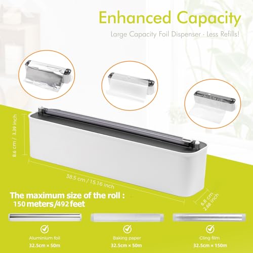 Aluminum Foil & Plastic Wrap Dispenser with Cutter - Magnetic