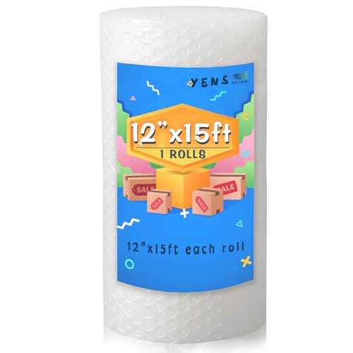12 inch x 15 ft Bubble Cushioning Wrap for Moving Boxes Shipping Packing Supplies 1 Roll 12" X 15' feet Perforated