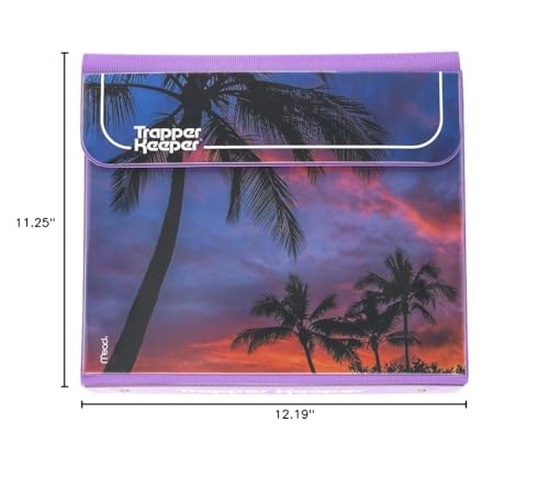 Mead Trapper Keeper Binder, Retro Design, 1 Inch Binder with Folders and Pockets, Holds 8-1/2" x 11" Paper, Palm Trees (260038FDE1-ECM)