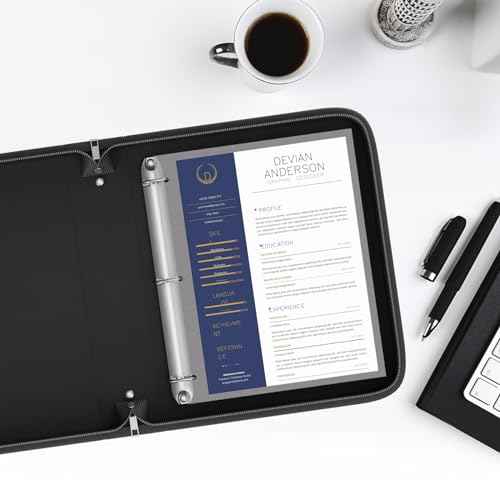 Fireproof 3 Ring Binder with Zipper, 1.5 Inch D Rings Hold up 375 Sheets of 8.5" x 11" (A4), Compatible with Clear Page Protectors, Built-in net and Pen Holder (2 Pcs, Black, 1.5")