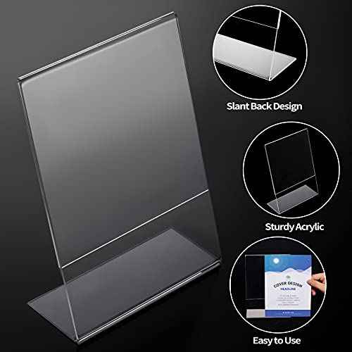 24 Pack Acrylic Sign Holder Slant Back Plastic Paper Display Stand Clear Table Top Sign Holders for Office Home Store Restaurant(5 x 7 Inch)