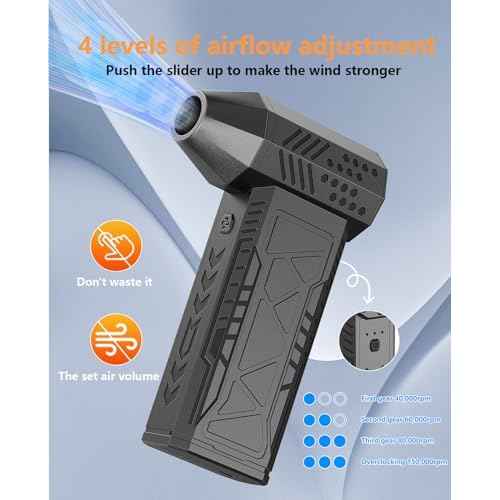 X8 Electric Air Duster-150000RPM Super Power Blower, with 5W LED Light, 4-Gear Adjustable Mini Blower with Fast Charging, Rechargeable Dust Blower for Computer, Keyboard, Car, and Home Cleaning