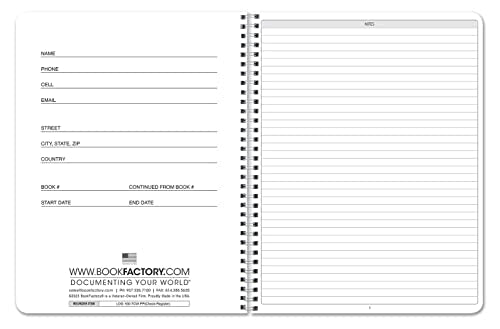 BookFactory Check Register Book 8.5 x 11 Wire-O, 100 Pages – USA Made