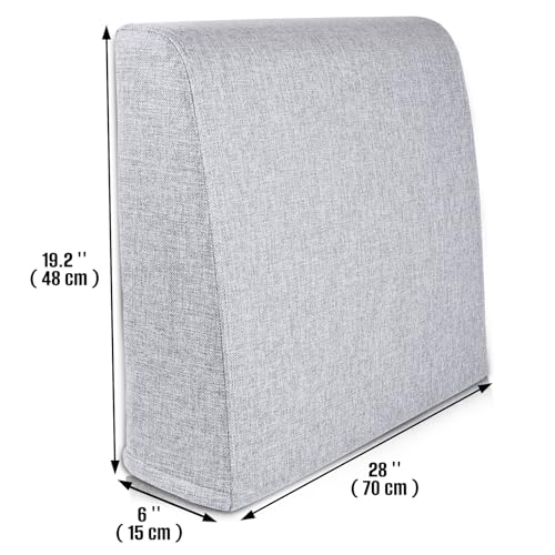 Couch Back Cushions Pillows, Wedge Pillow for Couch & Bed, Back Lumbar Support Pillow, High-Density Foam Backrest Cushion with Linen Cover for Back Pain Relief