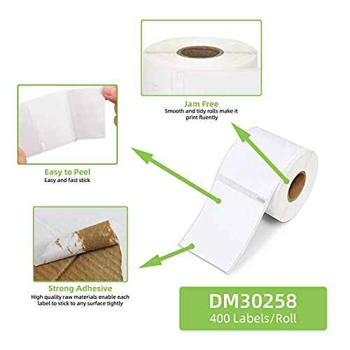 Compatible 2-1/8" x 2-3/4" Direct Thermal Labels Replacement for DYMO 30258 Barcodes Address Postage, Compatible with Rollo, DYMO 4XL & Zebra Desktop Printers (16 Rolls, 400 Labels/Roll)