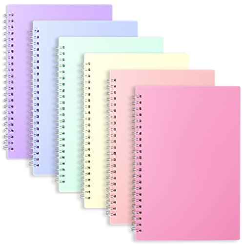 A5 Dotted Spiral Notebook, 6 Pack 120 Pages, Dot Grid Journal with 120 GSM Thick Dotted Bullet Paper, 6 Macaron Transparent Colors Hardcover, for Bullet Journaling 5.7"x 8.5"