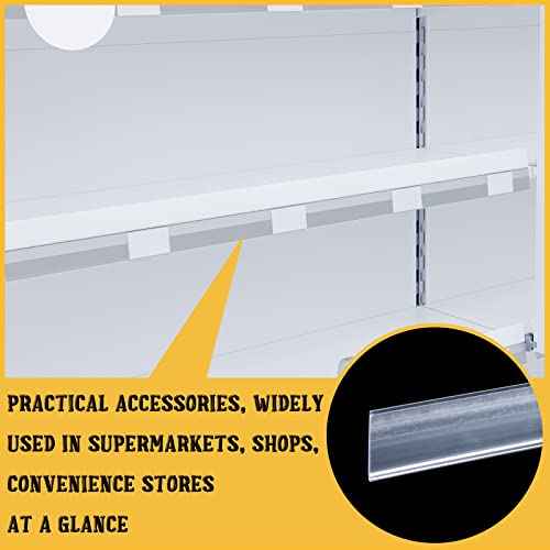 Fainne 25 Pcs Shelf Label Strips 1.25''H x 48"L Self Adhesive Shelf Label Holder Gondola Price Tag Stick on Plastic Clear Ticket Channel for Metal Wood Plastic Rack
