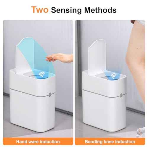 MUEE Automatic Motion Sensor Bathroom Trash Can with Lid, 3 Gallon Smart Garbage Can, Touchless Trash Can Slim Small Trash Bin Waterproof Waste Basket for Toilet Bedroom Office Kitchen Living Room RV