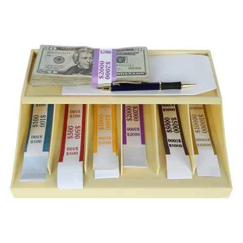 BankSupplies Bill Strap Rack Champagne Money Band Organizer Durable 6-Compartment Holder for Casinos, Banks, and Retailers