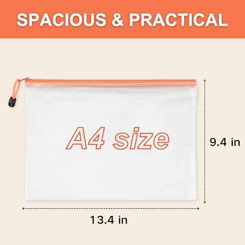 CATIFLIN 30 Pack Mesh Zipper Pouch Bags, A4 Letter Size, Clear Plastic Zip Bags for Board Game & Puzzle Storage, Waterproof & Durable Document Bags for Office, School, Travel, Art & Craft Supplies