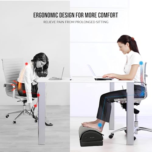 Snailax Black Heated Foot Rest Under Desk with Vibration and Memory Foam
