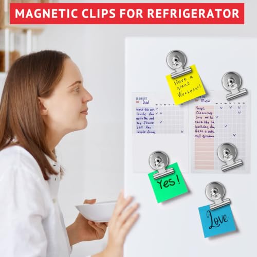 24-Pack Silver Magnetic Clips Fridge Magnets Heavy-Duty for Whiteboards & Refrigerator