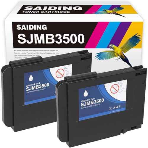 SAIDING SJMB3500 Maintenance Box Waste Ink Cartridge Remanufactured Waste Collection Tank SJMB3500 Compatible with Colorworks TM-C3500 TM-C3510 TM-C3520 Printers(2-Pack)