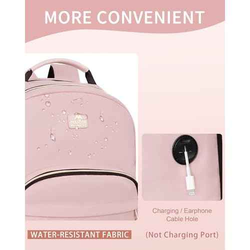 MATEIN Pink Laptop Backpack for Women, 17 Inch TSA Approved Anti Theft Padded Travel Backpack with Charging Hole & Luggage Strap, Large Water Resistant Work Computer Bag for Nurse College