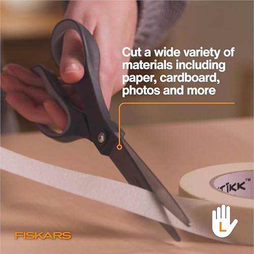Fiskars 8-Inch Left-Handed Titanium All Purpose Scissors with SoftGrip Handle
