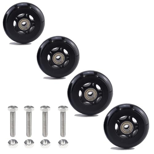 3in PU Caster Wheels for Chairs & Carts – 75mm Diameter, 24mm Wide, M8 Shaft – 4 Pack (Juvielich 3 in)