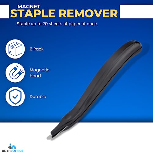 Magnetic Staple Remover Tool Kit – 6 Pack, Black, Office Supplies