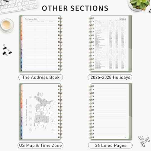 RETTACY 2026-2027 Monthly Planner, Jan 2026 - Dec 2027, Medium Size (5.7" x 8.3"), 2026-2027 Calendar, 24-Month Tabs, Flexible Plastic Cover, Spiral-bound, 100 GSM Thick Paper (Light Green)
