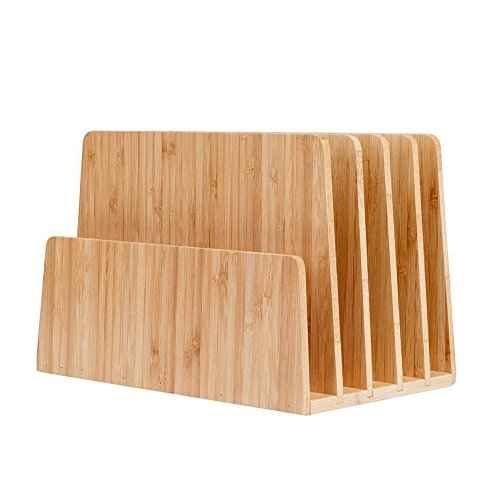 MobileVision Bamboo Desktop File Folder Organizer and Paper Tray, 5 Slots