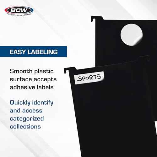 BCW Magazine & Document Bin Partitions - 6 Pack | Smooth Black Plastic Finish, Works With Adhesive Labels | Magazine Dividers Fit Magazine & Document Bin | Magazine Storage Accessories