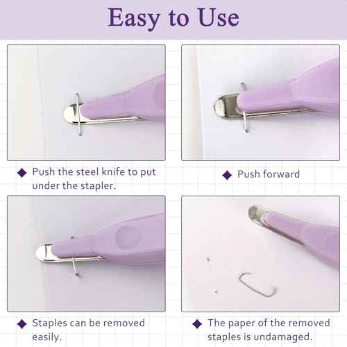 Professional Staple Remover Tool, Magnetic Tip Design Facilitates Collection of Staples, Staple Remover Stick for Home, School, and Office, Purple