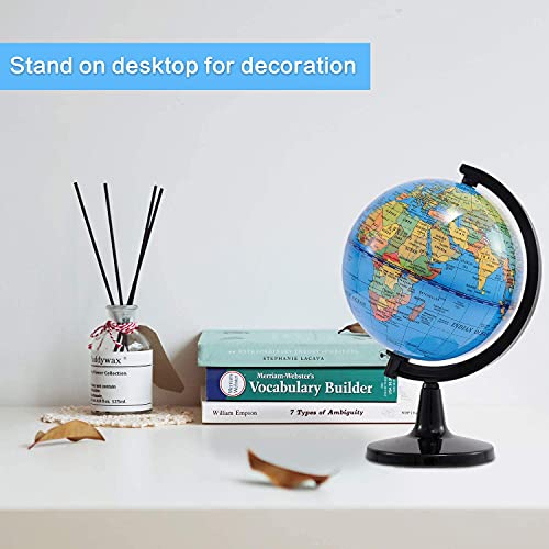 Wizdar 4 Inch Kids World Globe Educational Desktop Globe - Portable & Rotatable
