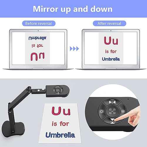 THUSTAR 8MP Document Camera & Webcam 4K with Dual Microphones, USB Visualiser A3-Size, 3-Level LED Lights, Image Invert Function, Fold, for Live Demo, Distance Education -Windows, macOS and Chrome OS