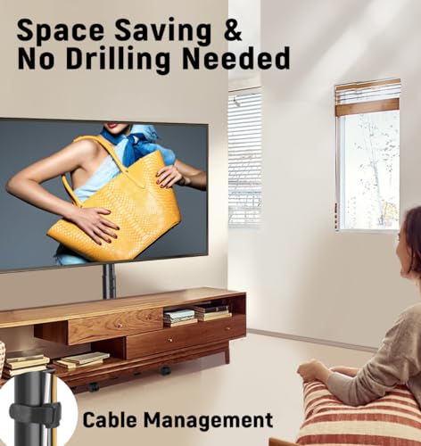 YOMT Basic Rolling TV Stand for 13-50 Inch TVs with 90° Rotation