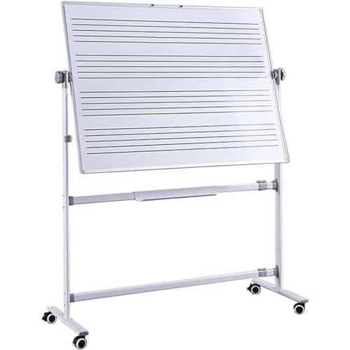 Double-Sided Mobile Music Staff Whiteboard - 90x120cm Magnetic Dry Erase Board on Rolling Stand | Portable 5-Line Notation Board for Classrooms, Studios, Home