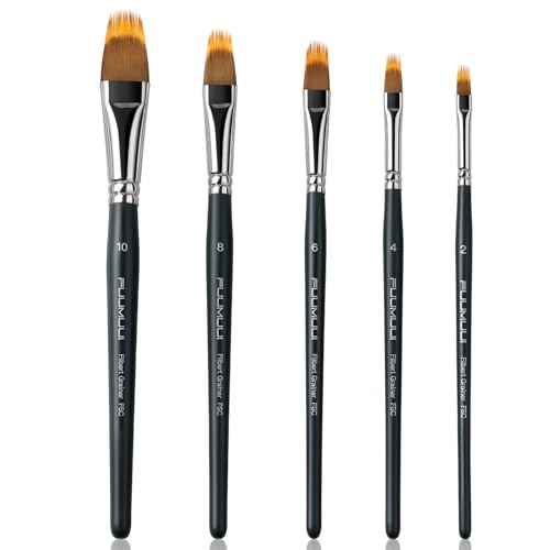 5pcs Dual-Layer Grainer Brush Set- Fuumuui Professional Synthetic Filbert Comb Brushes for Unique Texture Painting Perfect for Artists Acrylic, Watercolor and Oil