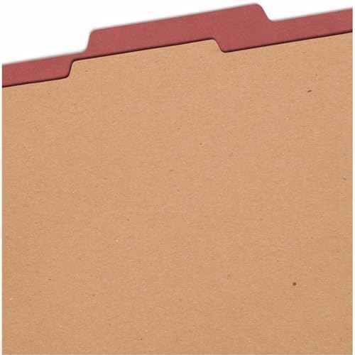 Smead 100% Recycled Pressboard Classification File Folder, 1 Divider, 2" Expansion, Letter Size, Red, 10 per Box (13724)