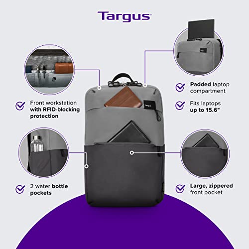 Targus Sagano EcoSmart Travel Laptop Backpack, Gray - Lightweight Travel Backpack Fits Laptops Up to 15.6", Eco-Friendly Backpack Made from 7 Recycled PET Bottles (TBB634GL)
