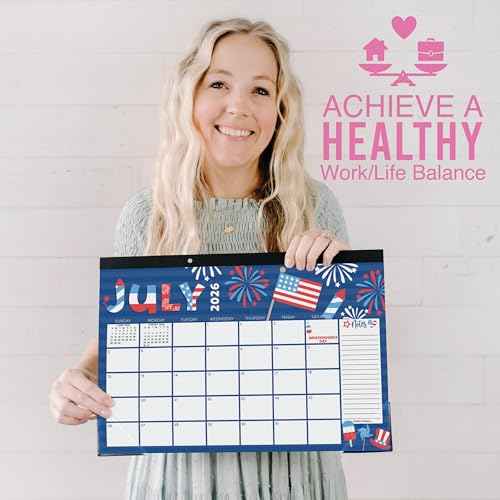 Hadley Designs Desk Calendar 2026 - Desktop Calendar 2026, 18 Month Large Desk Calendars 2026-2027, January 2026 - June 2027, Cute Pastel Theme Classroom Decor Teacher Must Haves, Designed in USA