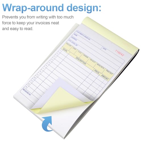 Joyberg 4-Pack Receipt Book with Carbon Copies 2-Part White & Yellow, 40 Sets/Book, 4.17 x 7.2 in