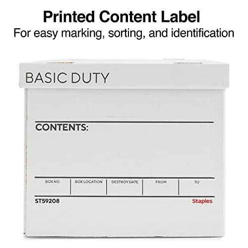STAPLES Corrugated File Box Lift Off Lid, Letter/Legal Size, White/Black, 10/Pack (ST59208)