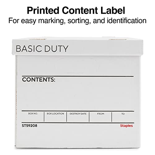 Staples Corrugated File Box 10 Pack Lift-Off Lid Letter & Legal Size White/Black
