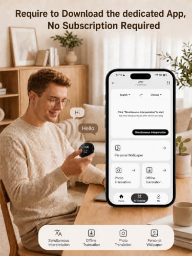 JKNKCO Z06 AI Language Translator Device - Black, 165 Languages, Real-Time & Offline
