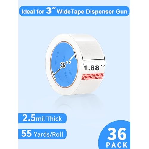 JARLINK Clear Packing Tape (36 Rolls), Heavy Duty Packaging Tape for Shipping Packaging Moving Sealing, 1.88 inches Wide, 55 Yards Per Roll, 1980 Total Yards