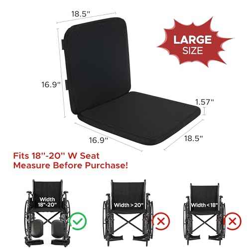 Sunlit Large Gel Seat Cushion & Back Cushion for Long Sitting with Non-Slip Cover, Gel Cushions for Wheelchair Office Chair Car Seat, Reduce Tailbone Pressure Hip Pain Relief (18.5''x16.9''x 1.57'')