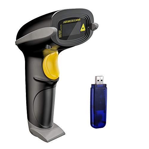NADAMOO Gray Wireless Barcode Scanner 400m Long-Range 1D Laser Handheld USB