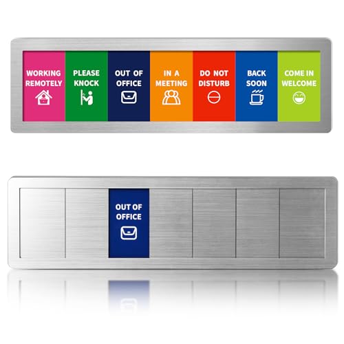 EliteSign 7-Status Office Door Sign with Sliding Brushed Silver Icon - Customizable Room Indicator