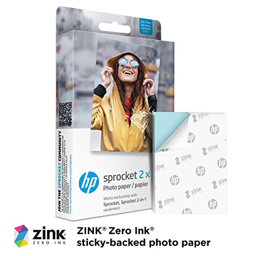 HP Sprocket 2x3" Premium Zink Sticky Back Photo Paper (50 Sheets)